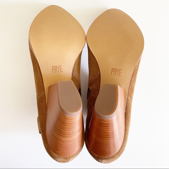 NIB Frye Reina Suede Heel Bootie Cognac camel Brown 10 - Picture 12 of 15